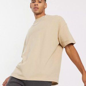 ASOS DESIGN Oversized Pique Beige T-shirt Size S
